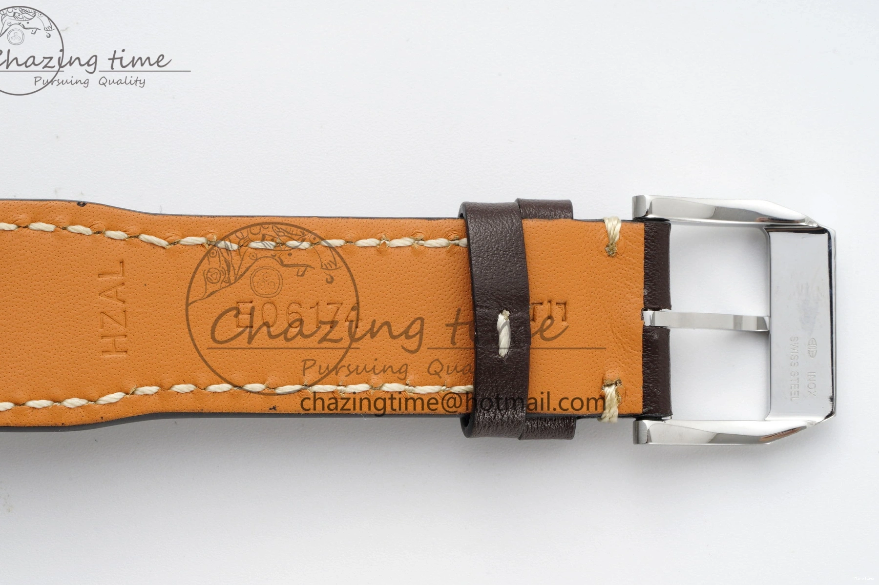 MIROTIME 0423 Pilot Chrono SS AZF 1:1 Best Edition Blue Dial on Brown Leather Strap A TimelessDesign 7060